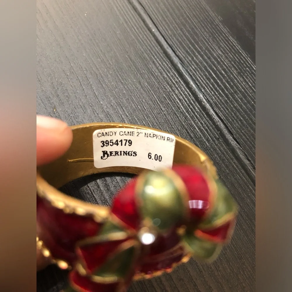 Holiday Poinsettia Napkin Rings and Place Card Holders - Red and Gold